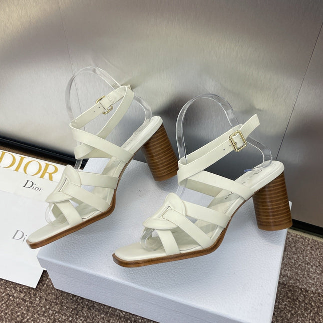 D-CLUB HIGH HEEL SLIDE 25S 80MM IN WHITE CALFSKIN