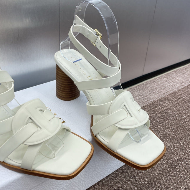 D-CLUB HIGH HEEL SLIDE 25S 80MM IN WHITE CALFSKIN