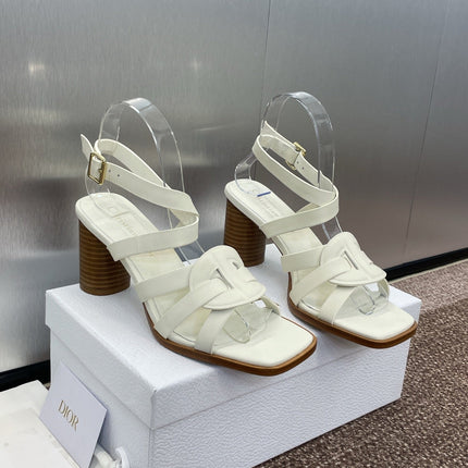 D-CLUB HIGH HEEL SLIDE 25S 80MM IN WHITE CALFSKIN