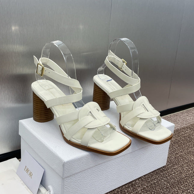 D-CLUB HIGH HEEL SLIDE 25S 80MM IN WHITE CALFSKIN