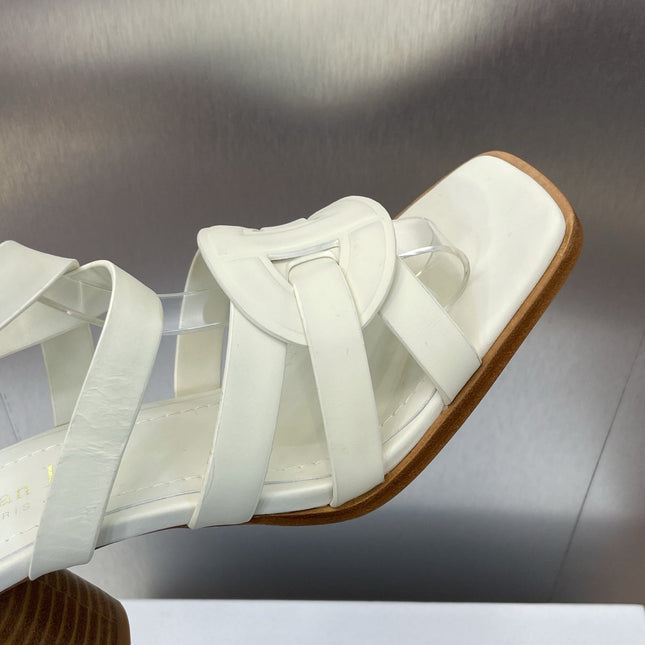 D-CLUB HIGH HEEL SLIDE 25S 80MM IN WHITE CALFSKIN