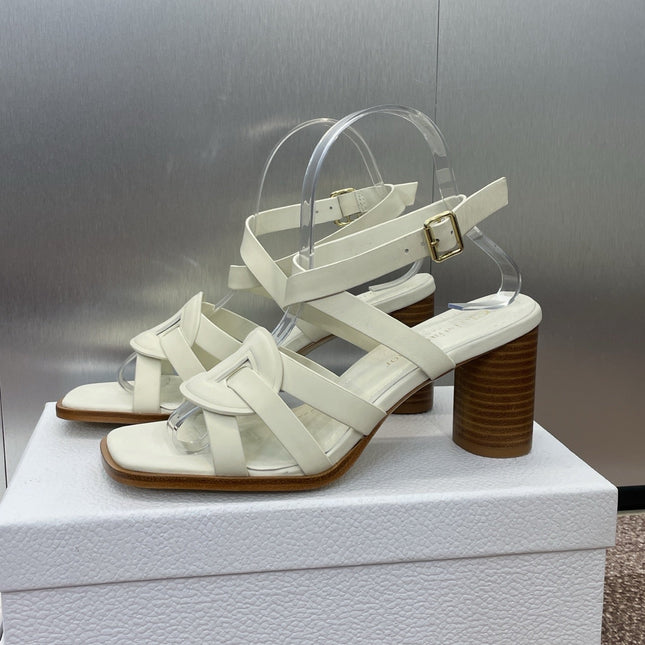 D-CLUB HIGH HEEL SLIDE 25S 80MM IN WHITE CALFSKIN