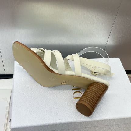 D-CLUB HIGH HEEL SLIDE 25S 80MM IN WHITE CALFSKIN