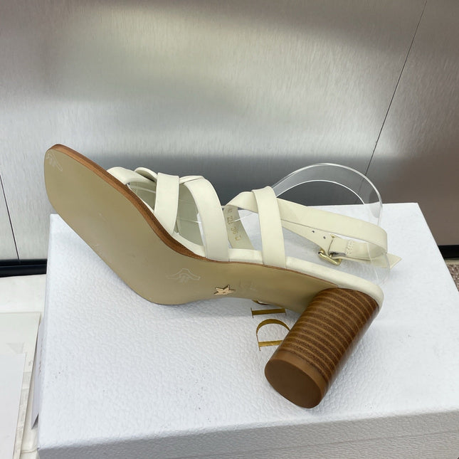 D-CLUB HIGH HEEL SLIDE 25S 80MM IN WHITE CALFSKIN