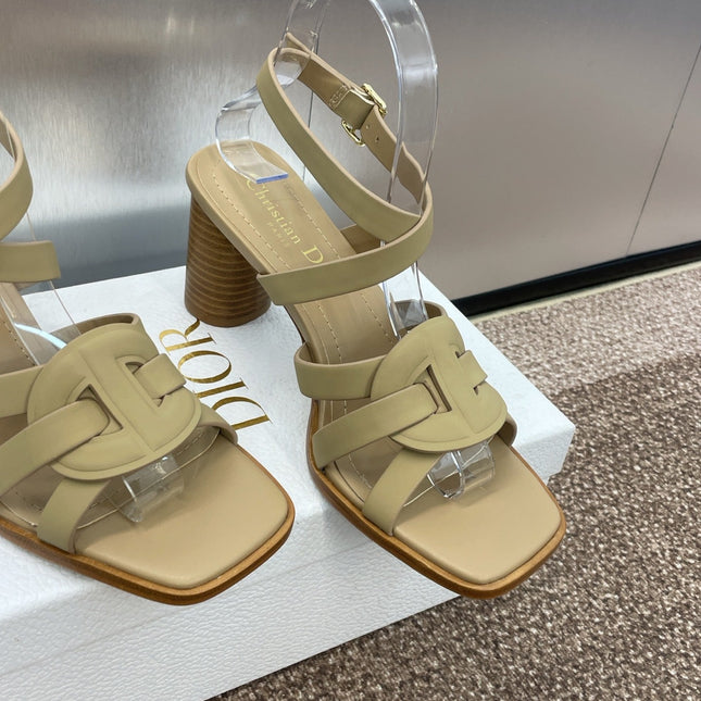 D-CLUB HIGH HEEL SLIDE 25S 80MM IN GOLDEN BEIGE CALFSKIN