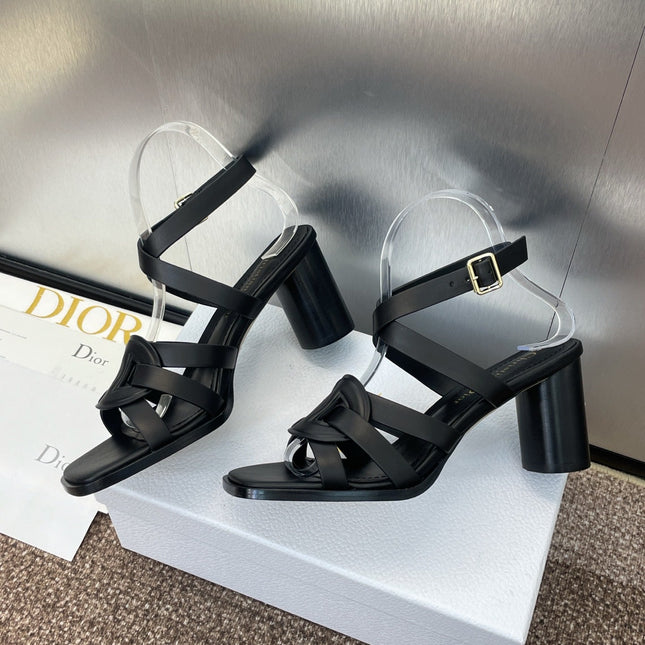 D-CLUB HIGH HEEL SLIDE 25S 80MM IN BLACK CALFSKIN