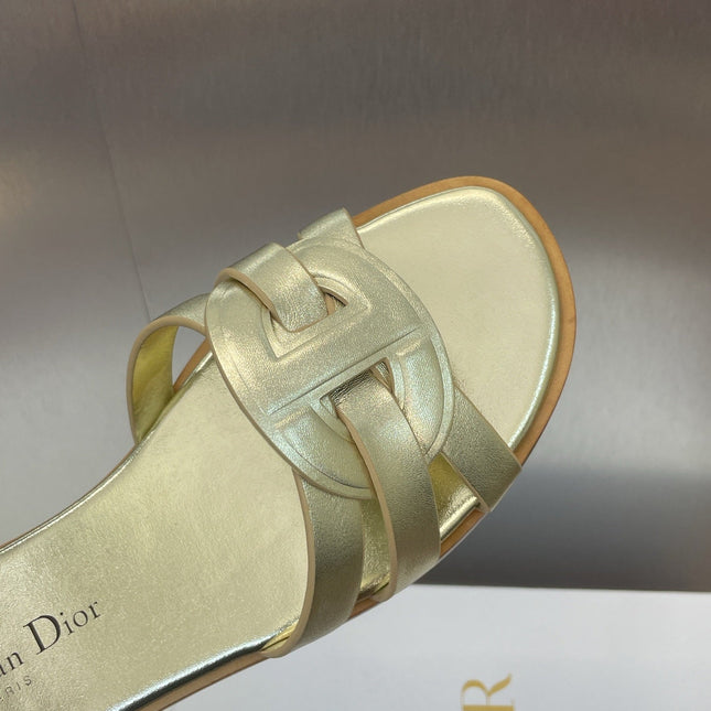 D-CLUB SLIDE SANDAL 25S IN GOLD GLOSSY CALFSKIN