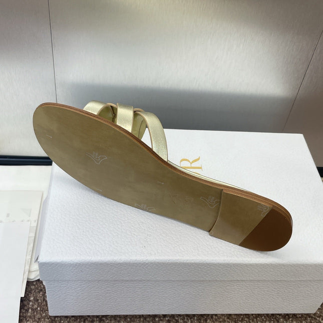 D-CLUB SLIDE SANDAL 25S IN GOLD GLOSSY CALFSKIN