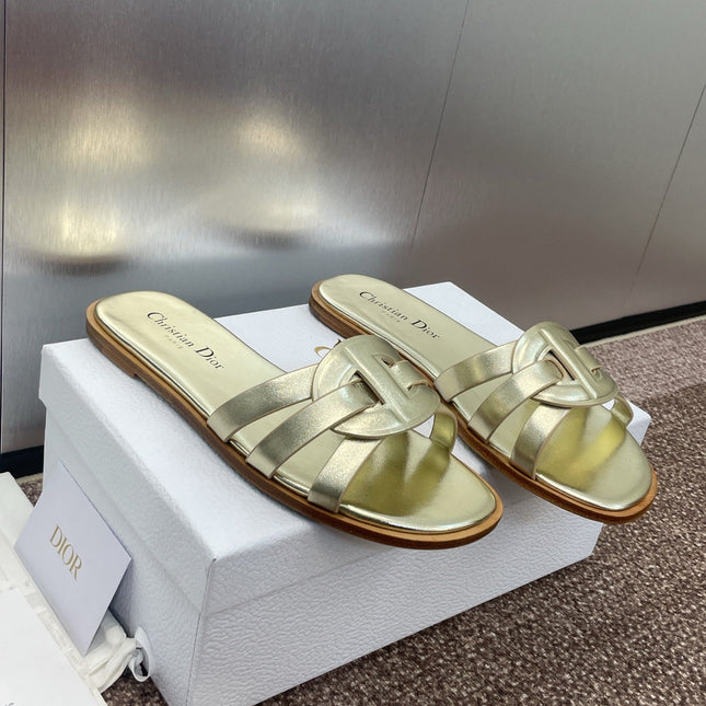D-CLUB SLIDE SANDAL 25S IN GOLD GLOSSY CALFSKIN