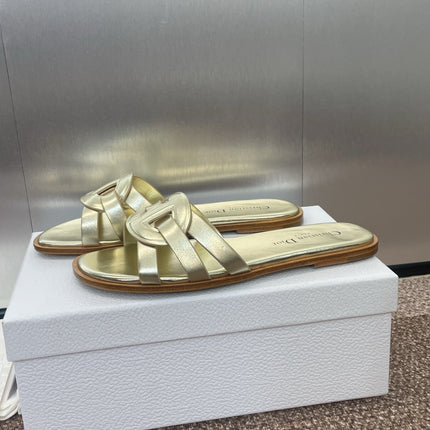 D-CLUB SLIDE SANDAL 25S IN GOLD GLOSSY CALFSKIN