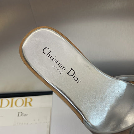 D-CLUB SLIDE SANDAL 25S IN SILVER GLOSSY CALFSKIN