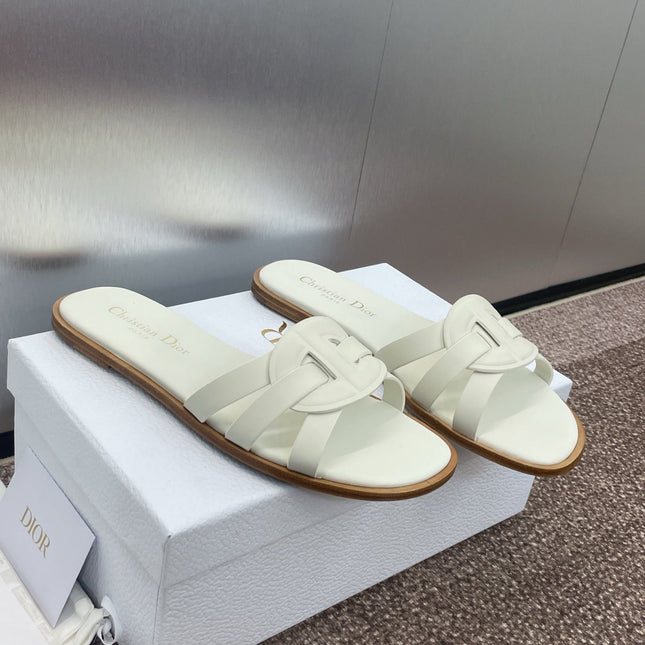 D-CLUB SLIDE SANDAL 25S IN WHITE CALFSKIN