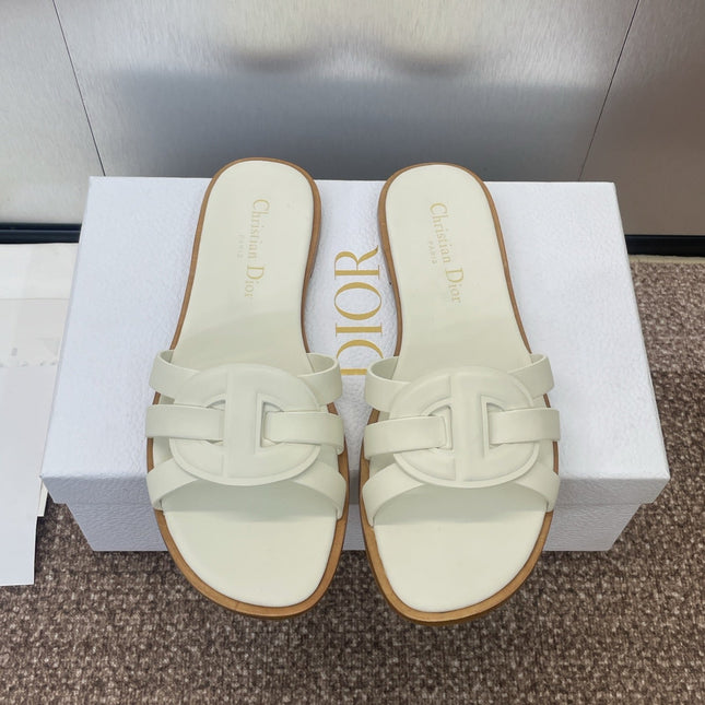 D-CLUB SLIDE SANDAL 25S IN WHITE CALFSKIN