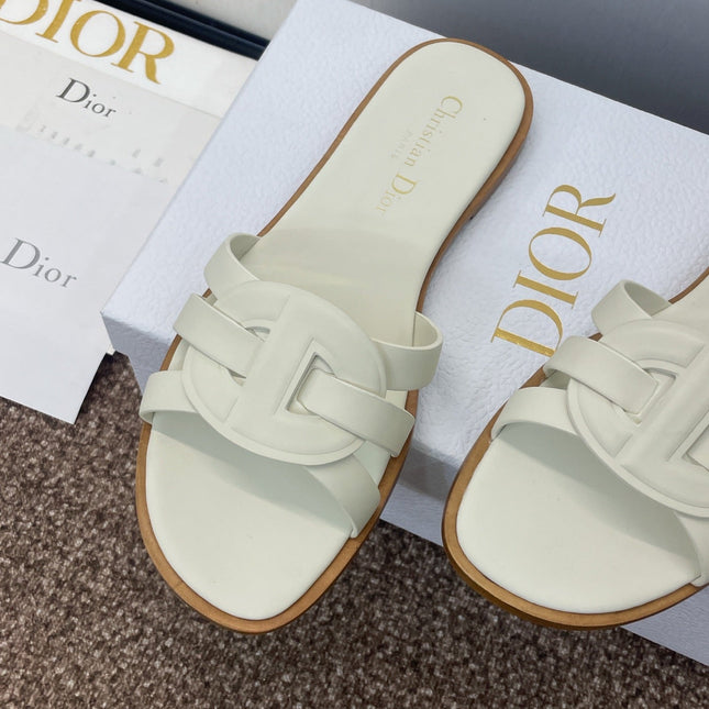 D-CLUB SLIDE SANDAL 25S IN WHITE CALFSKIN