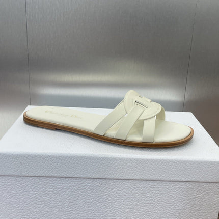 D-CLUB SLIDE SANDAL 25S IN WHITE CALFSKIN