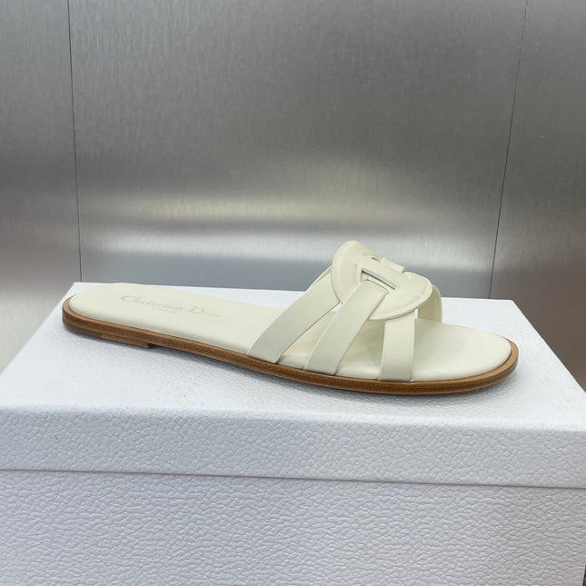 D-CLUB SLIDE SANDAL 25S IN WHITE CALFSKIN