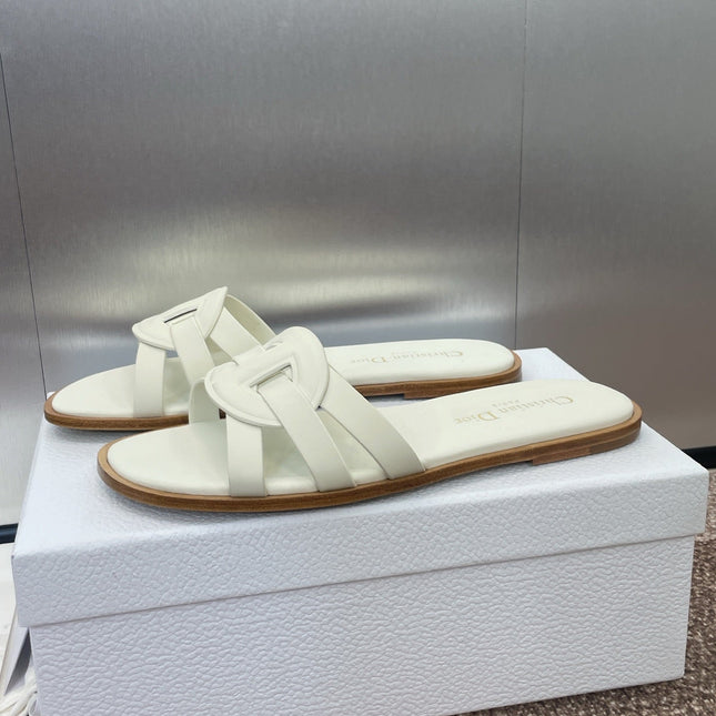 D-CLUB SLIDE SANDAL 25S IN WHITE CALFSKIN