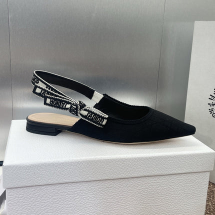J'ADIOR SLINGBACK 25S IN BLACK QUAKE OBLIQUE EMBROIDERED FABRIC