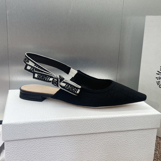 J'ADIOR SLINGBACK 25S IN BLACK QUAKE OBLIQUE EMBROIDERED FABRIC