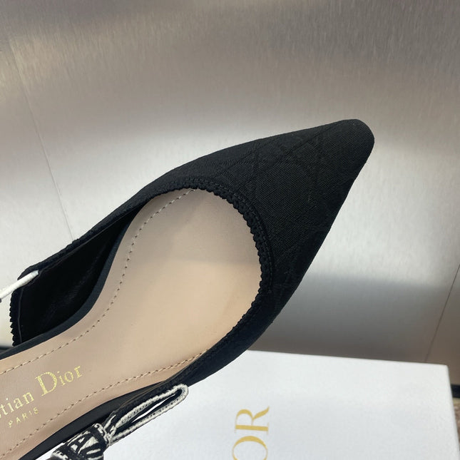 J'ADIOR SLINGBACK 25S IN BLACK QUAKE OBLIQUE EMBROIDERED FABRIC