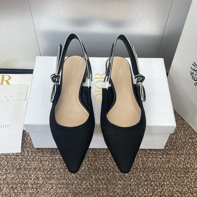 J'ADIOR SLINGBACK 25S IN BLACK QUAKE OBLIQUE EMBROIDERED FABRIC