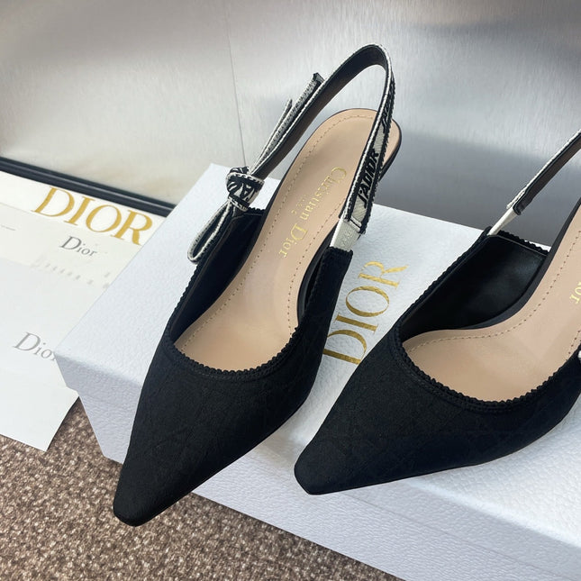 J'ADIOR SLINGBACK 25S PUMP 65MM IN BLACK QUAKE OBLIQUE EMBROIDERED FABRIC