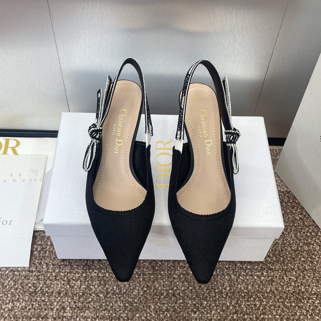 J'ADIOR SLINGBACK 25S PUMP 65MM IN BLACK QUAKE OBLIQUE EMBROIDERED FABRIC