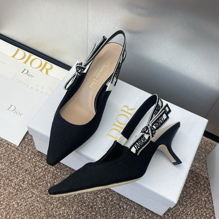 J'ADIOR SLINGBACK 25S PUMP 65MM IN BLACK QUAKE OBLIQUE EMBROIDERED FABRIC