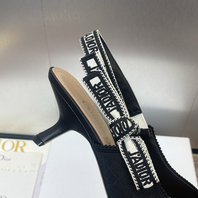 J'ADIOR SLINGBACK 25S PUMP 65MM IN BLACK QUAKE OBLIQUE EMBROIDERED FABRIC