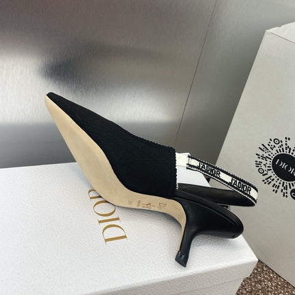 J'ADIOR SLINGBACK 25S PUMP 65MM IN BLACK QUAKE OBLIQUE EMBROIDERED FABRIC