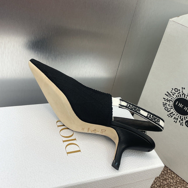 J'ADIOR SLINGBACK 25S PUMP 65MM IN BLACK QUAKE OBLIQUE EMBROIDERED FABRIC