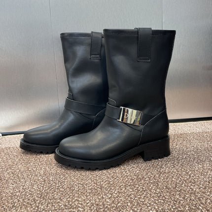 DIOR 25S D-QUEST BOOTS 45MM IN BLACK CALFSKIN