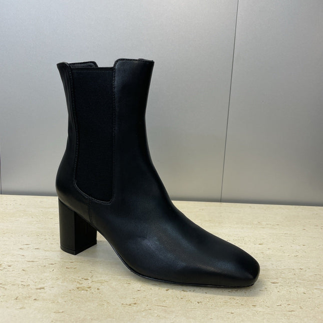 YSL 25S HEELED ANKLE BOOTS 70 MM IN BLACK SMOOTH LAMBSKIN