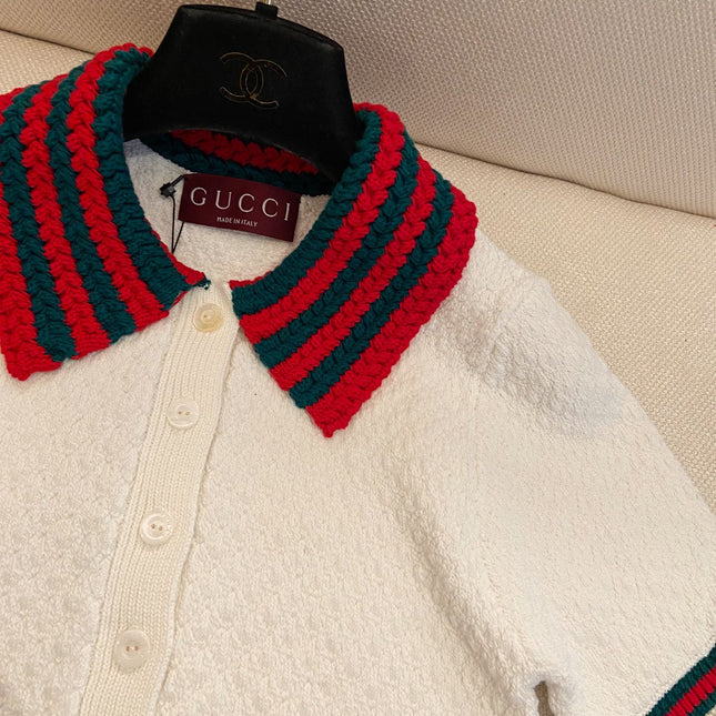 GUCCI SHORT-SLEEVE KNIT POLO SHIRT STYLE 113