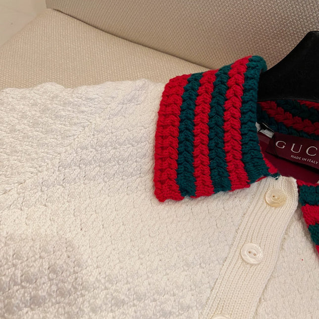 GUCCI SHORT-SLEEVE KNIT POLO SHIRT STYLE 113