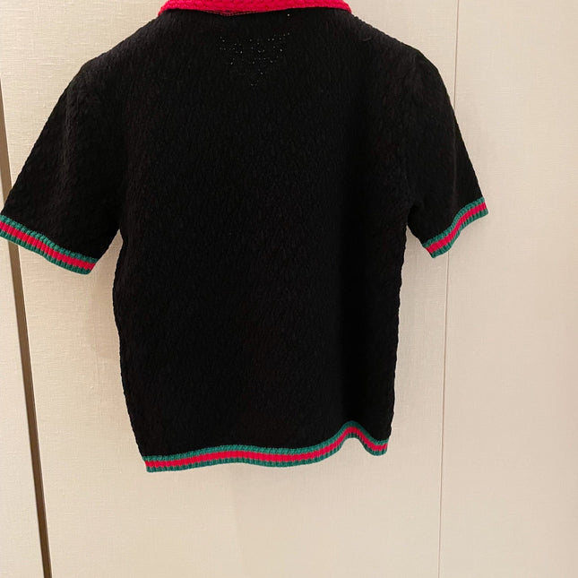 GUCCI SHORT-SLEEVE KNIT POLO SHIRT STYLE 112