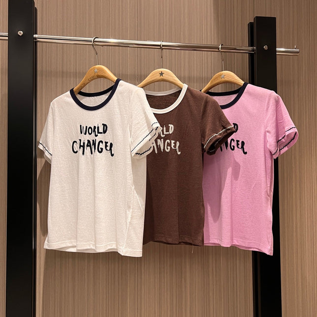 CC Embroidered Collared T-shirt Cotton