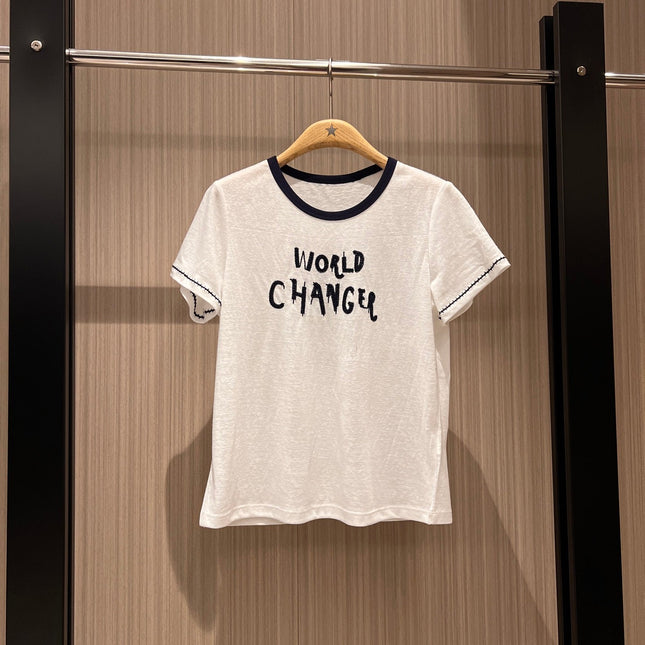 CC Embroidered Collared T-shirt Cotton