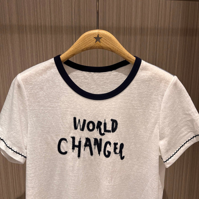 CC Embroidered Collared T-shirt Cotton