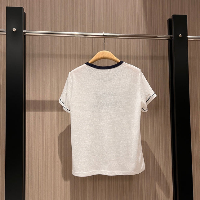 CC Embroidered Collared T-shirt Cotton