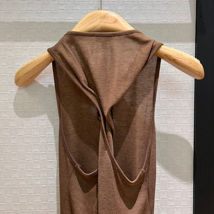 Loewe Embroidered Logo Knotted Vest Top Brown Polyester Fiber