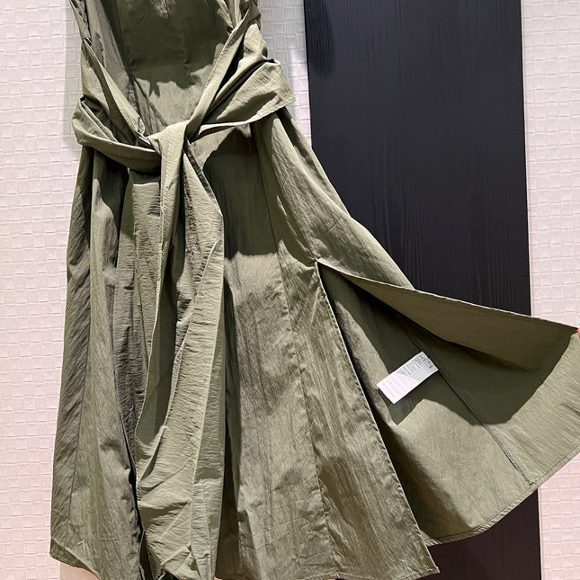 Loewe Lace-up Vest Dress Green Cotton