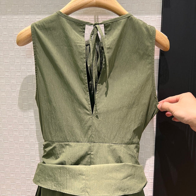Loewe Lace-up Vest Dress Green Cotton