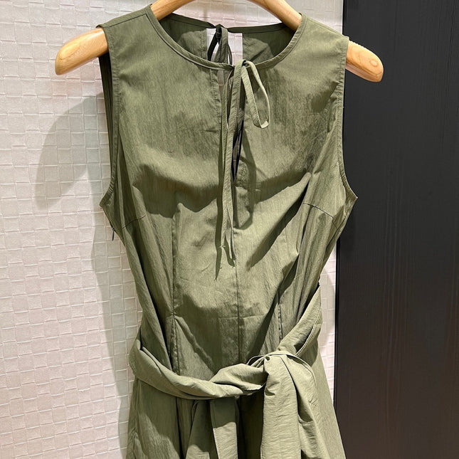 Loewe Lace-up Vest Dress Green Cotton
