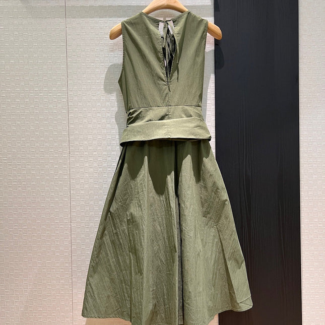 Loewe Lace-up Vest Dress Green Cotton