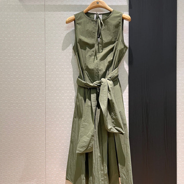 Loewe Lace-up Vest Dress Green Cotton