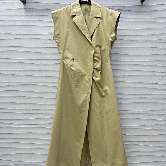 CD Mid-Length Dress Olive Cotton Gabardine