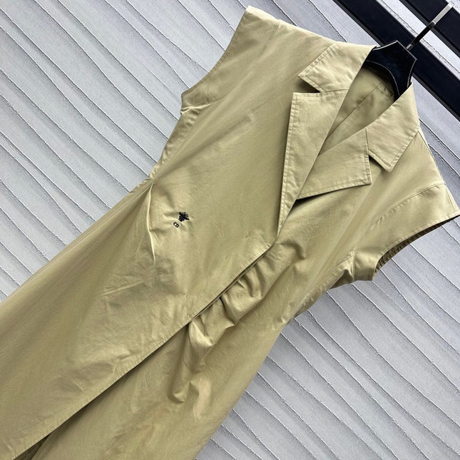 CD Mid-Length Dress Olive Cotton Gabardine