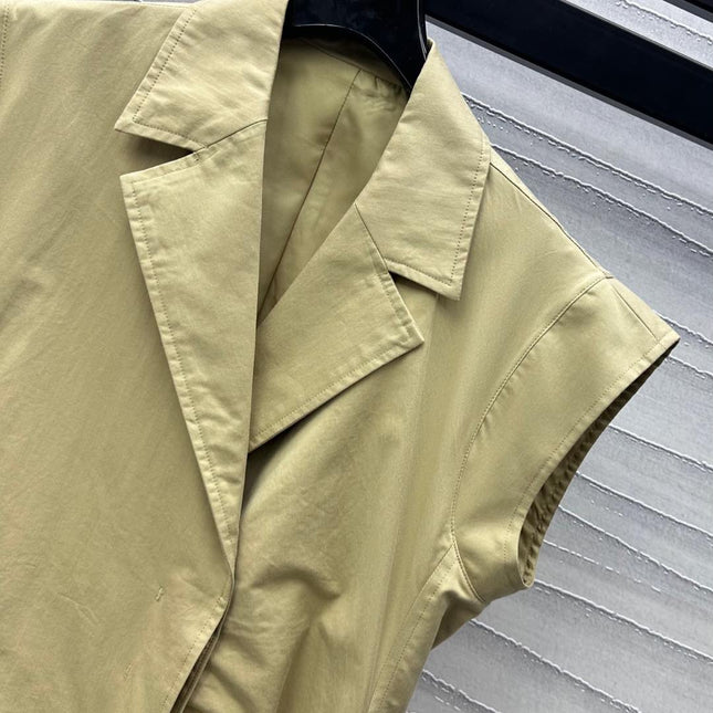 CD Mid-Length Dress Olive Cotton Gabardine