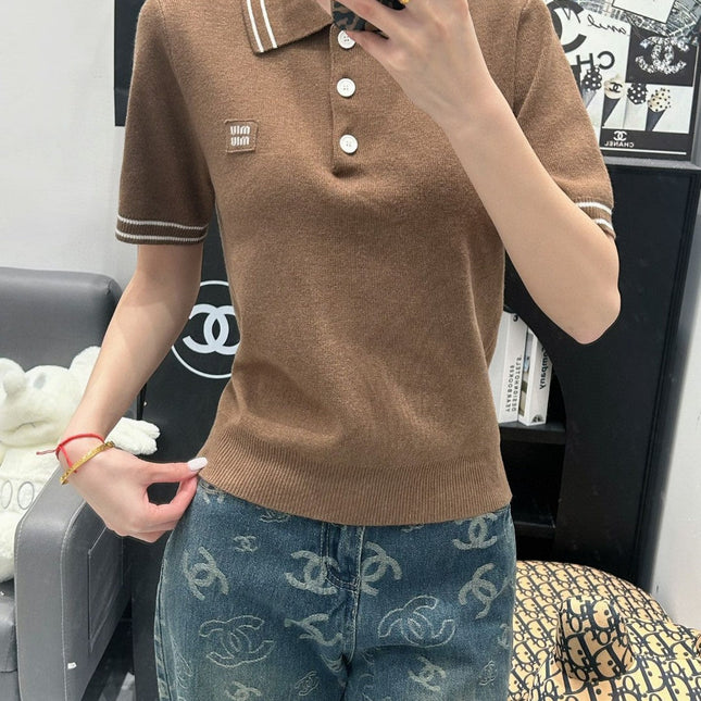 Miu 25 Polo T- Shirt Brown Wool 232022